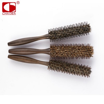 Professional cherry wood boar bristles curly round hair brush radial brush